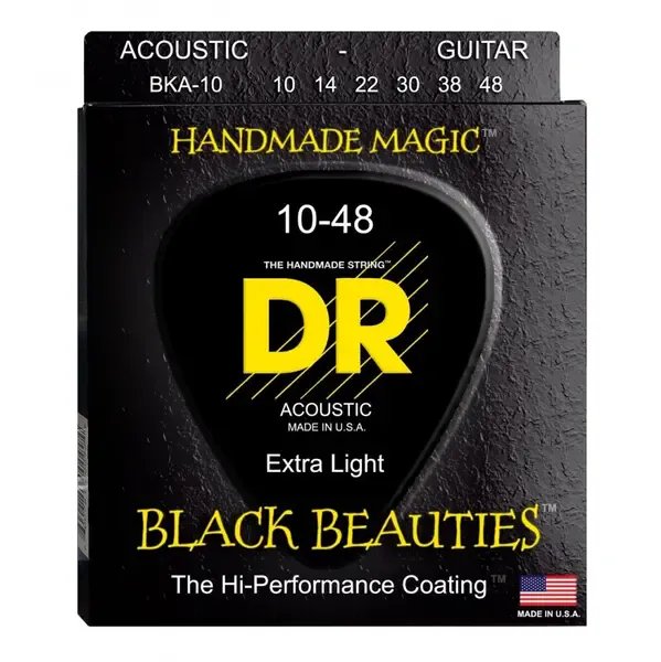 Струны для акустической гитары DR Strings BKA-10 Black Beauties 10-48