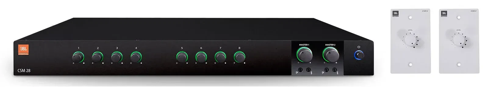 JBL CSM 28 Commercial Mixer/Preamp + (2) White Wall Volume Controllers CSM28