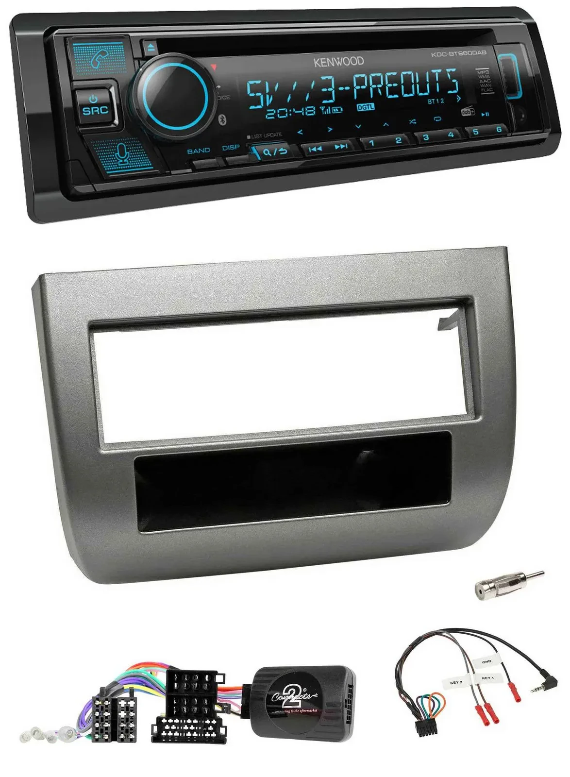 Kenwood Bluetooth USB CD Lenkrad DAB Autoradio für Lancia Y 843 2005-2011 anthra