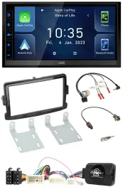JVC DAB Bluetooth Lenkrad USB 2DIN Autoradio für Dacia ab 2012 piano schwarz