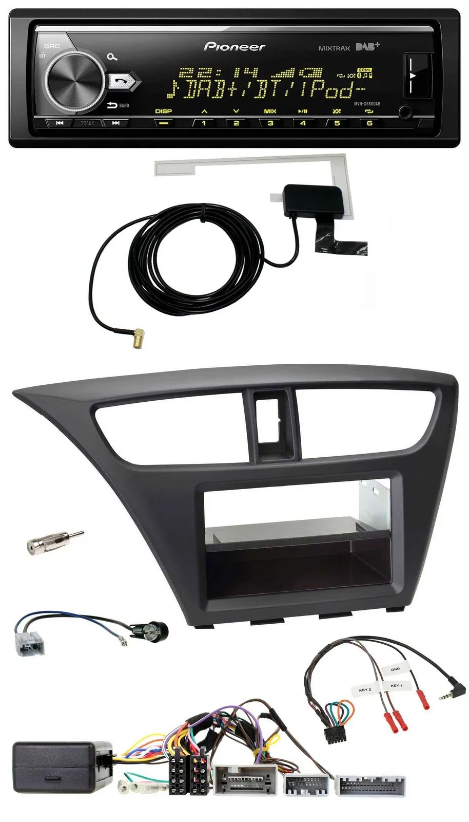 Автомагнитола для Honda Civic (с 2012) Pioneer Bluetooth, DAB, USB, поддержка кнопок на руле