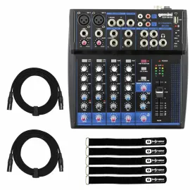 Gemini GEM-08USB 8 Channel USB Bluetooth DJ Recording Live Sound Mixer w Cables