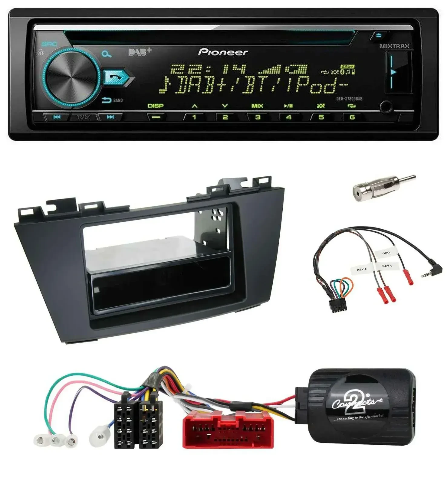 Автомагнитола для Mazda 5 (2010–2015) Pioneer DAB, CD, USB, Bluetooth, поддержка управления с руля