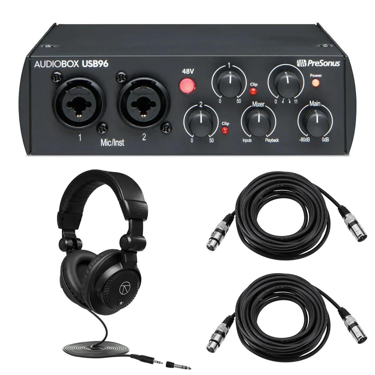 PreSonus AudioBox 96 25th Anniversary Edition Audio/MIDI Interface, Bundle with