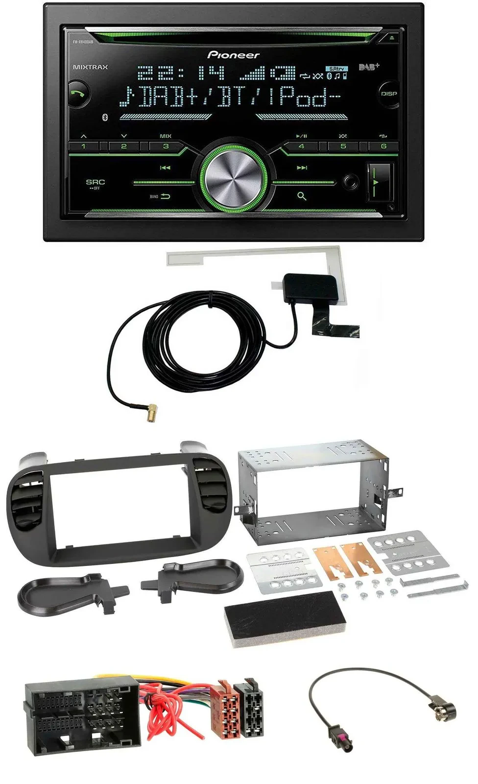 Автомагнитола для Fiat 500 Pioneer 2-DIN, CD/USB/MP3, Bluetooth, DAB, soft-touch (с 2012)