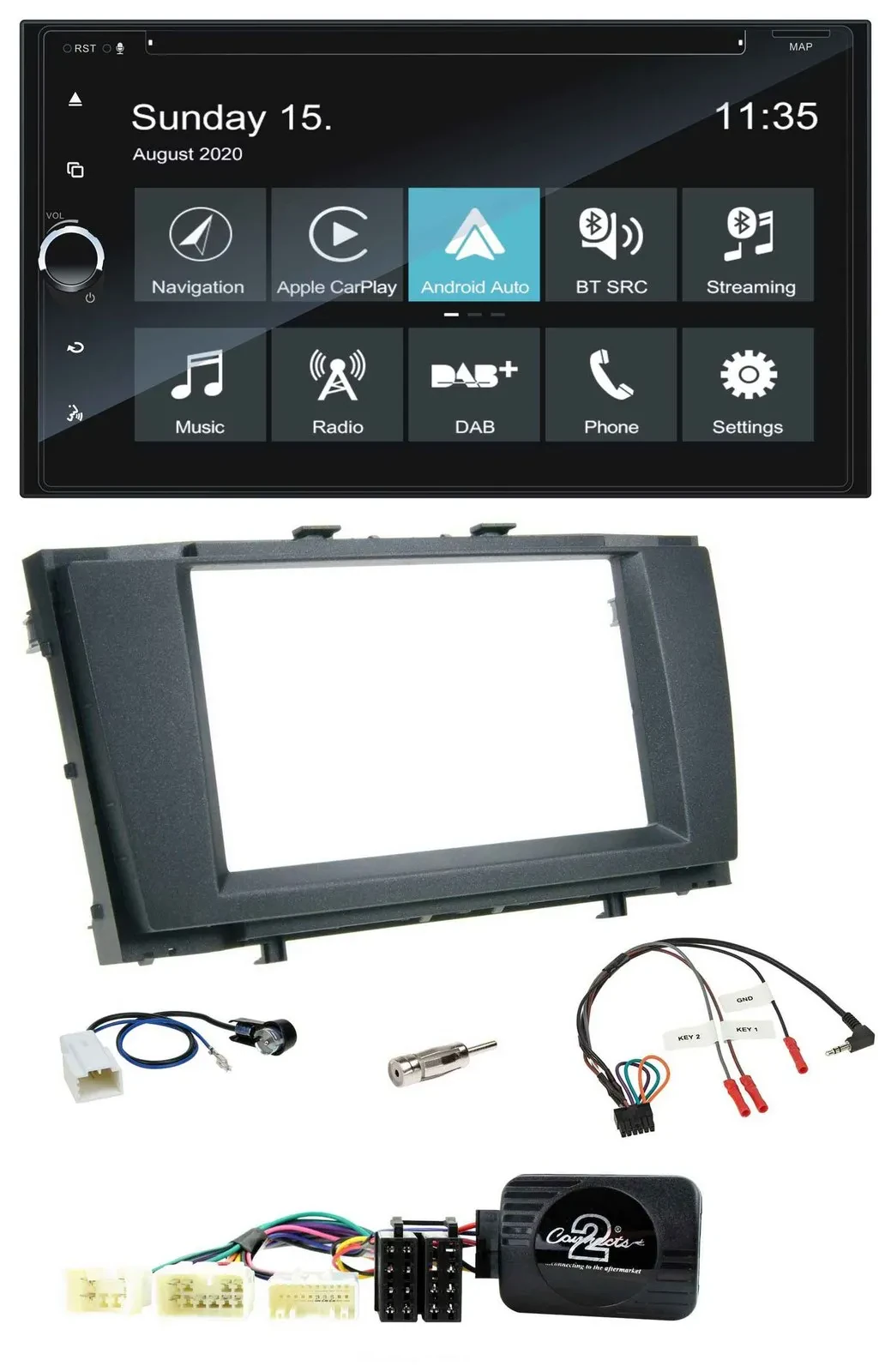 Blaupunkt 2DIN Lenkrad TMC Bluetooth USB DAB Navigation für Toyota Avensis 2009-