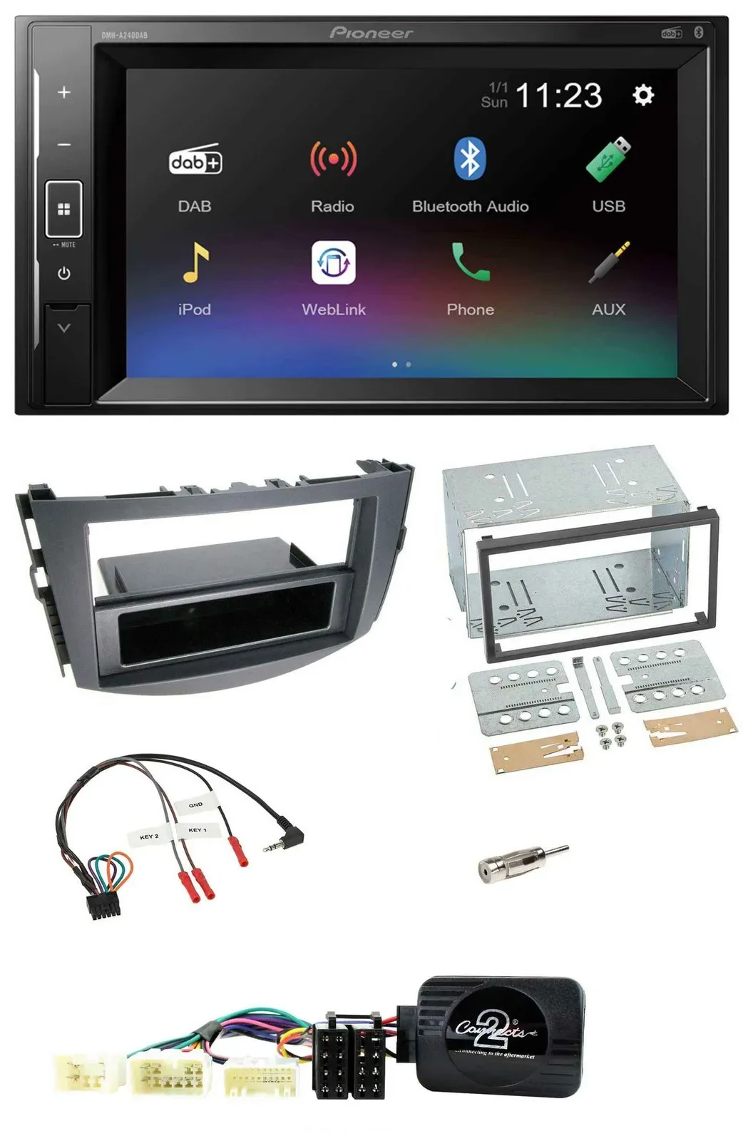 Pioneer DAB Lenkrad 2DIN Bluetooth USB Autoradio für Toyota RAV 4 2006-2011