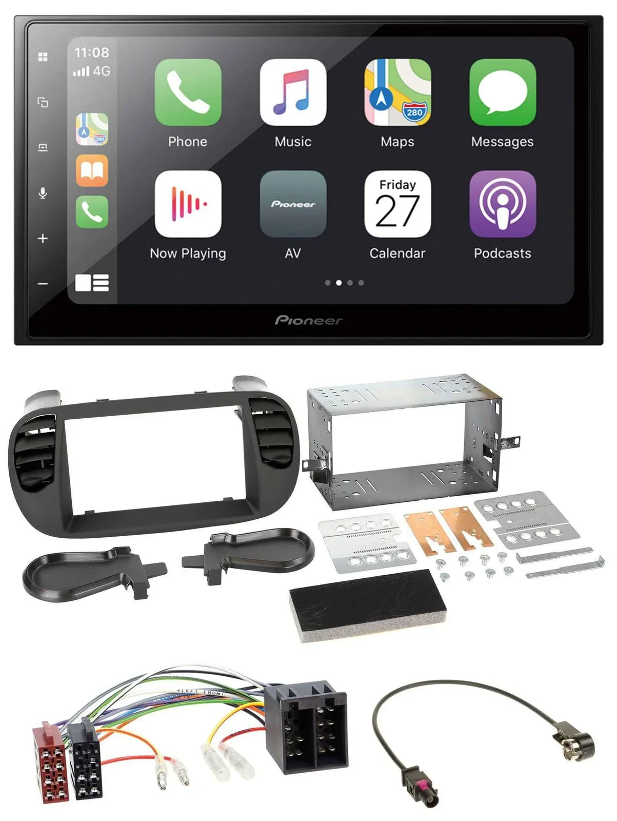 Автомагнитола для Fiat 500 (с 2012) Pioneer 2DIN, Bluetooth, DAB, USB, MP3, ISO, soft touch