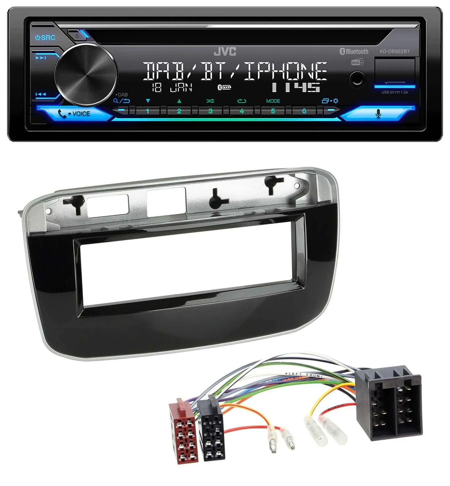 JVC Bluetooth MP3 USB DAB CD Autoradio für Fiat Punto Punto Evo (ab 2011)