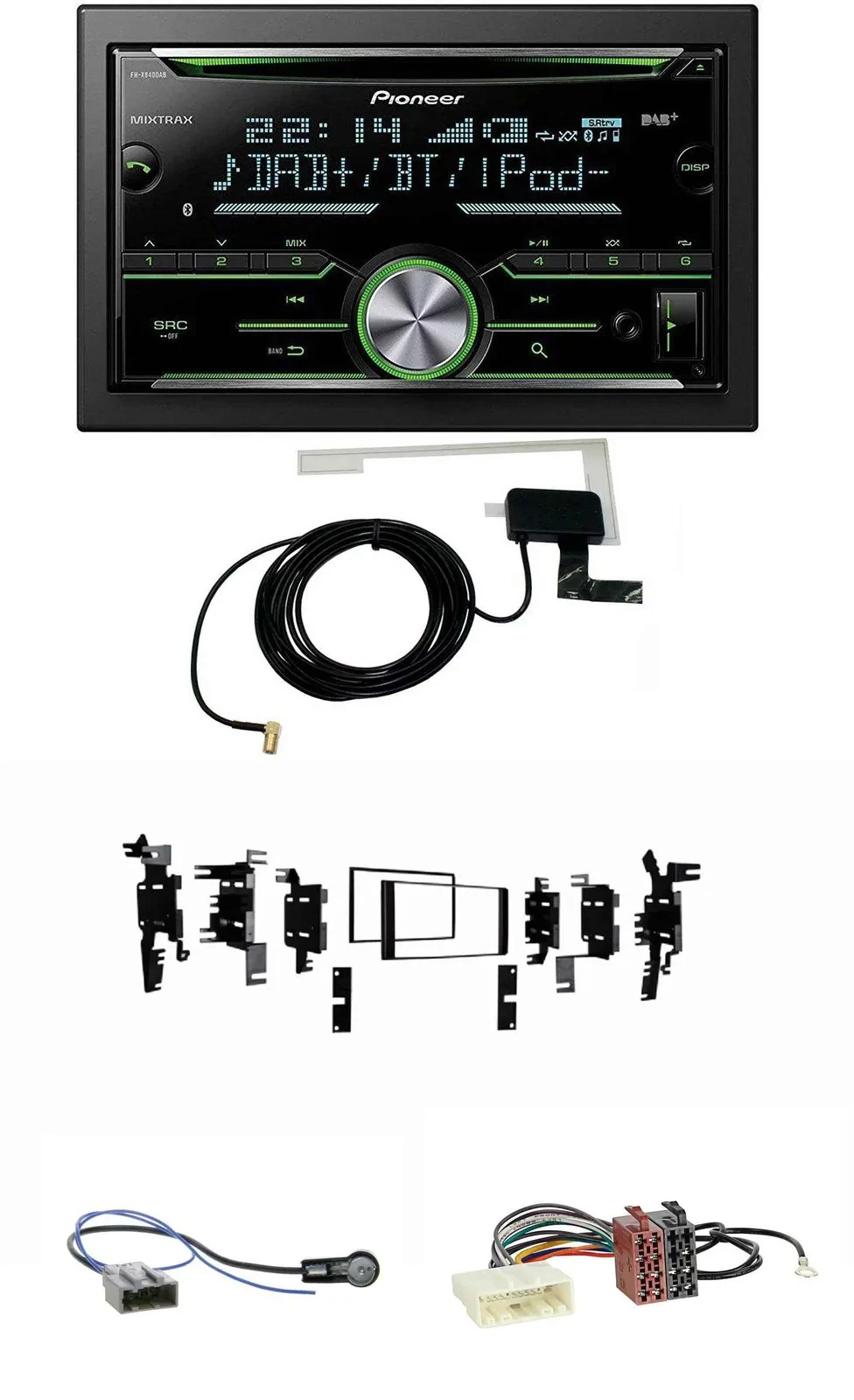 Автомагнитола Pioneer 2-DIN CD/USB/MP3, Bluetooth, DAB для Nissan Micra (2013–2017), чёрная