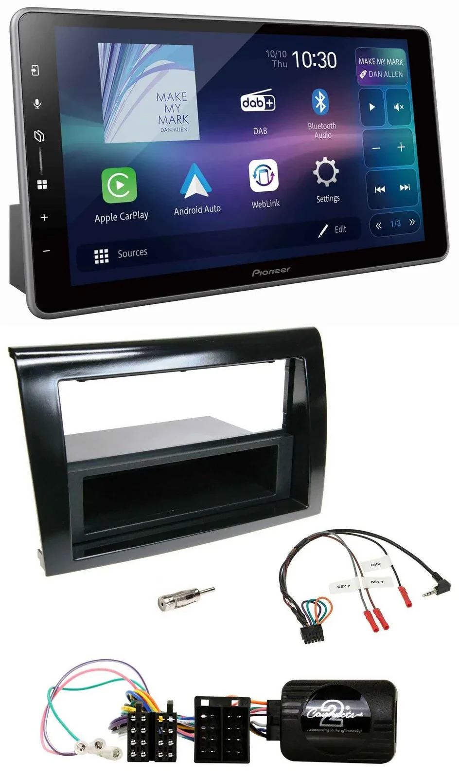 Автомагнитола для Fiat Bravo 2007–2014 Pioneer Bluetooth, USB, DAB, поддержка кнопок на руле