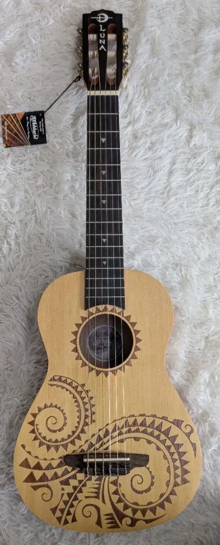 Luna Guitars Luna Model UKE TAT 6 Baritone Size 6 String Spruce Top Mahogany Ukulele w/Bag