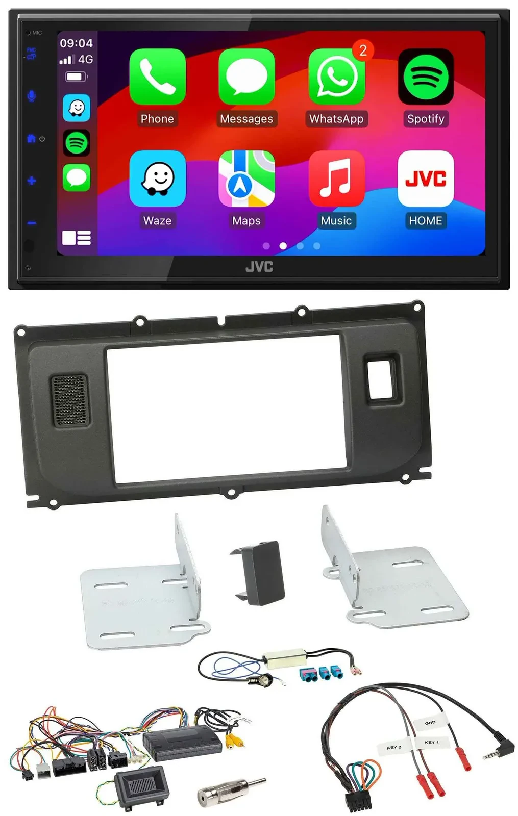 JVC Bluetooth 2DIN Lenkrad DAB USB Autoradio für Land Rover Evoque 11-13 Blindst