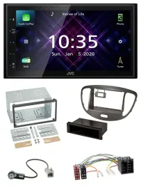 Автомагнитола для Hyundai i10 (2008–2013) JVC 2-DIN DAB, Bluetooth, USB, MP3, темно-серый