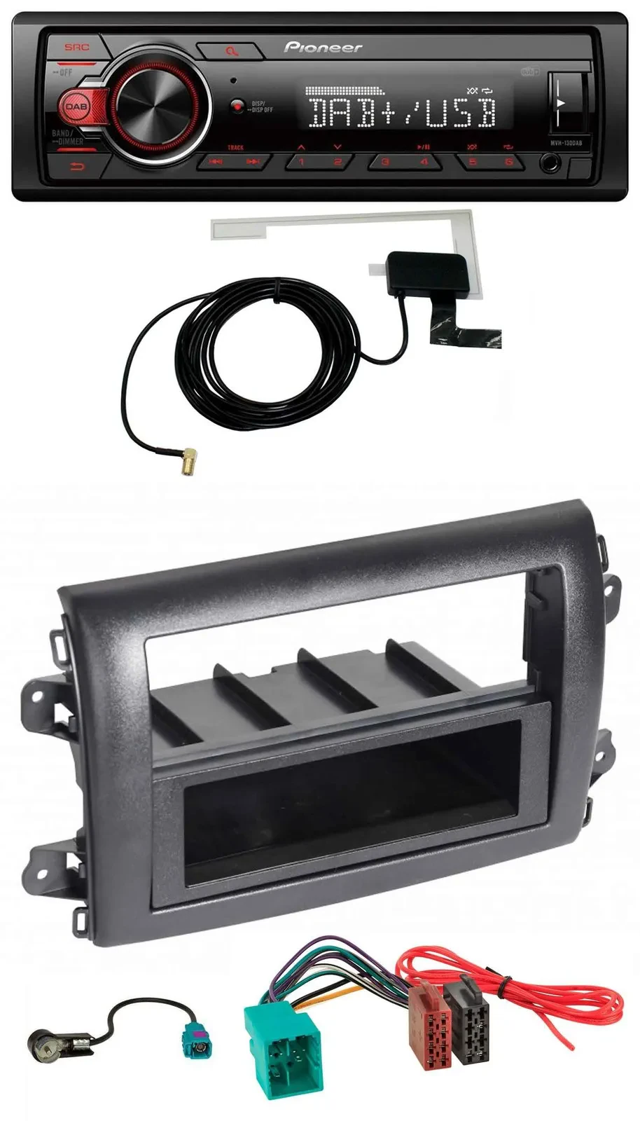 Pioneer 1DIN MP3 DAB USB AUX Autoradio für Fiat Ducato (Serie 8, ab 2021)