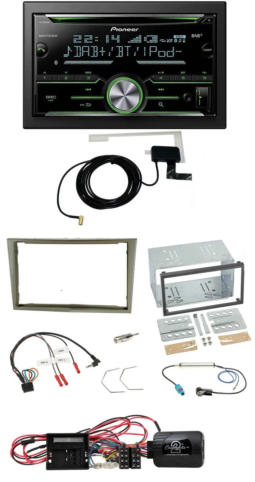 Автомагнитола Pioneer 2DIN, CD/USB, Bluetooth, DAB, совместима с Opel Corsa D, цвет Satin Stone