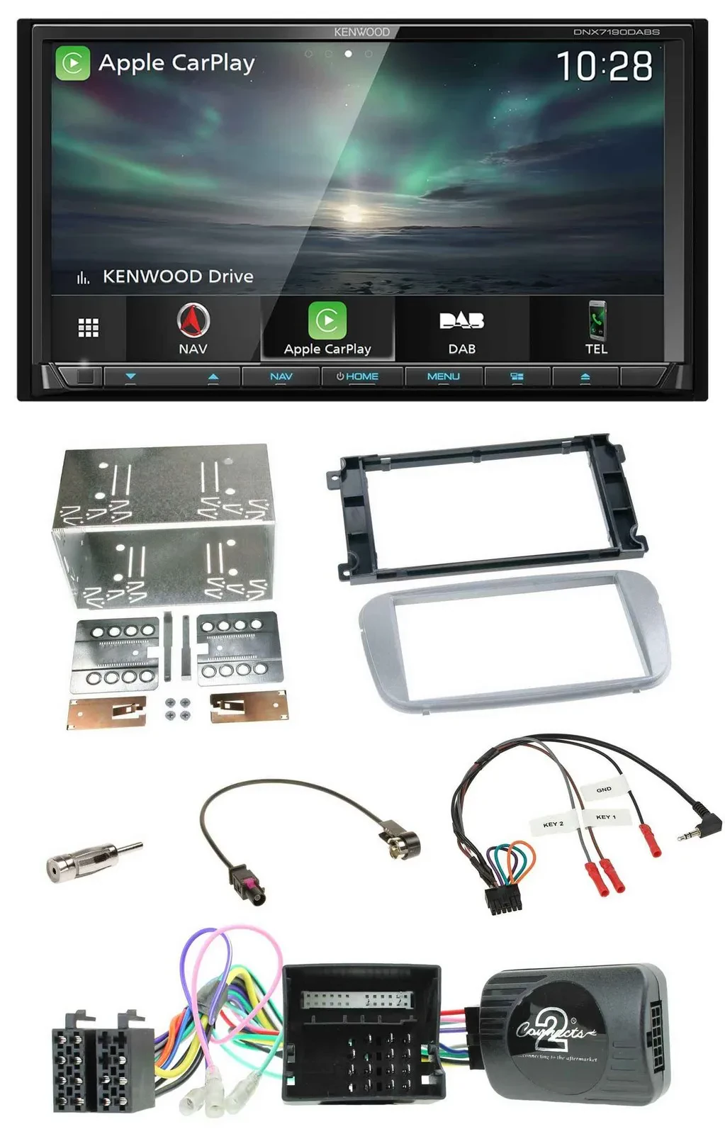 Kenwood Bluetooth USB 2DIN Lenkrad TMC DAB Navigation für Ford Mondeo S-Max Prof