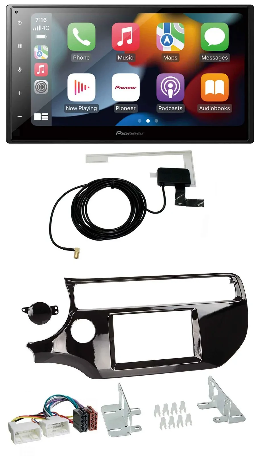 Автомагнитола для Kia Rio UB (с 2015) Pioneer 2-DIN MP3 USB Bluetooth DAB черный piano black