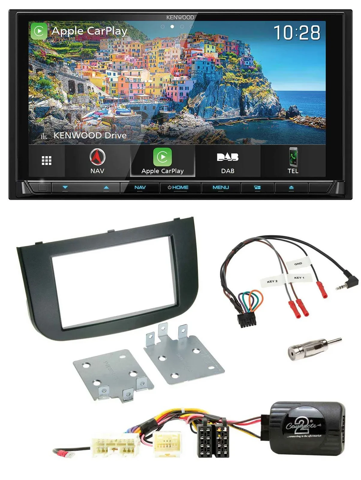 Kenwood Bluetooth Lenkrad 2DIN USB TMC DAB Navigation für Mitsubishi Colt 2008-2