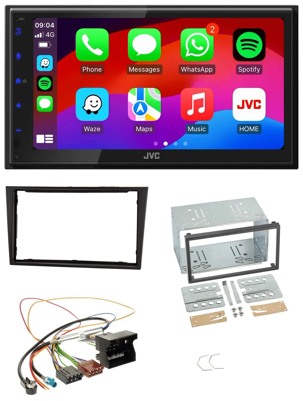 JVC Bluetooth 2DIN MP3 DAB USB Autoradio für Opel Corsa D stealth schwarz