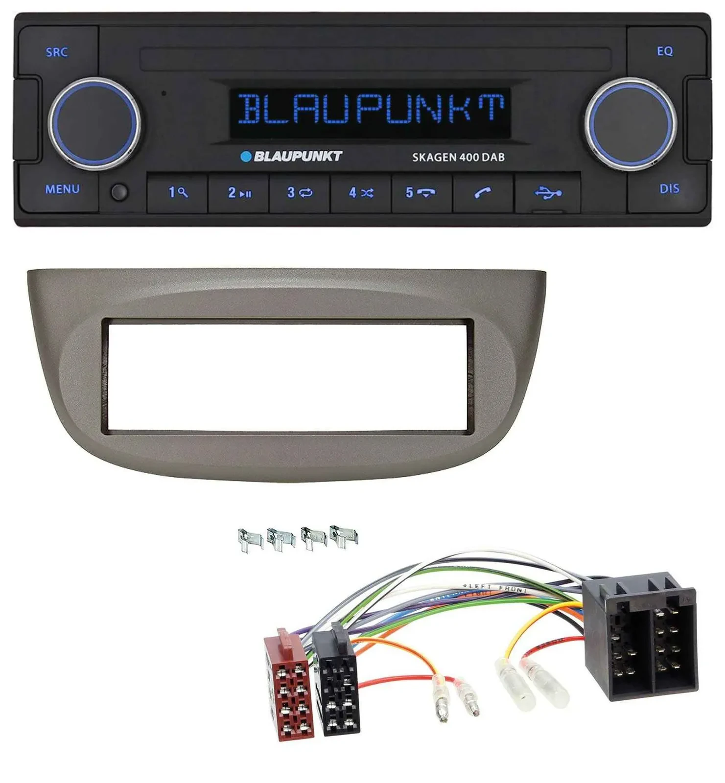 Автомагнитола Blaupunkt DAB, USB, Bluetooth, MP3 для Renault Twingo (2007–2012), бежево-серая