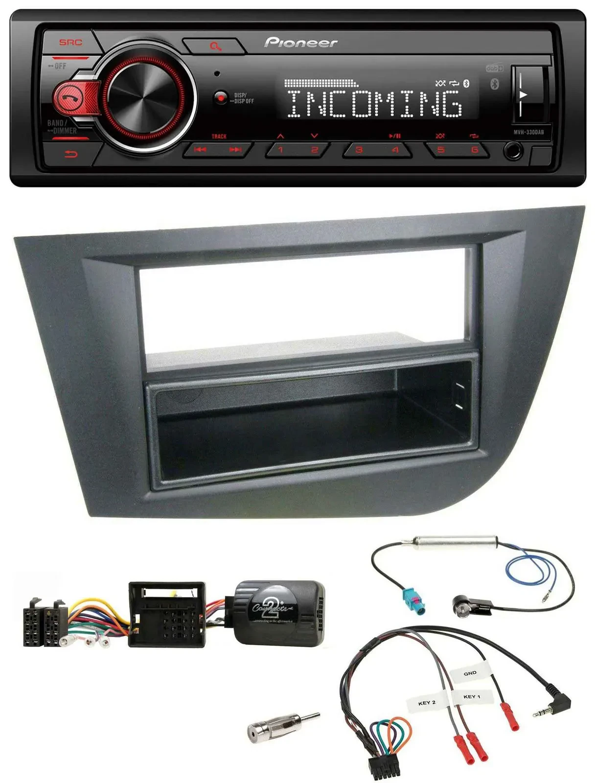 Автомагнитола Pioneer Bluetooth, USB, DAB для Seat Leon 2005–2010, черная, с поддержкой управления с руля