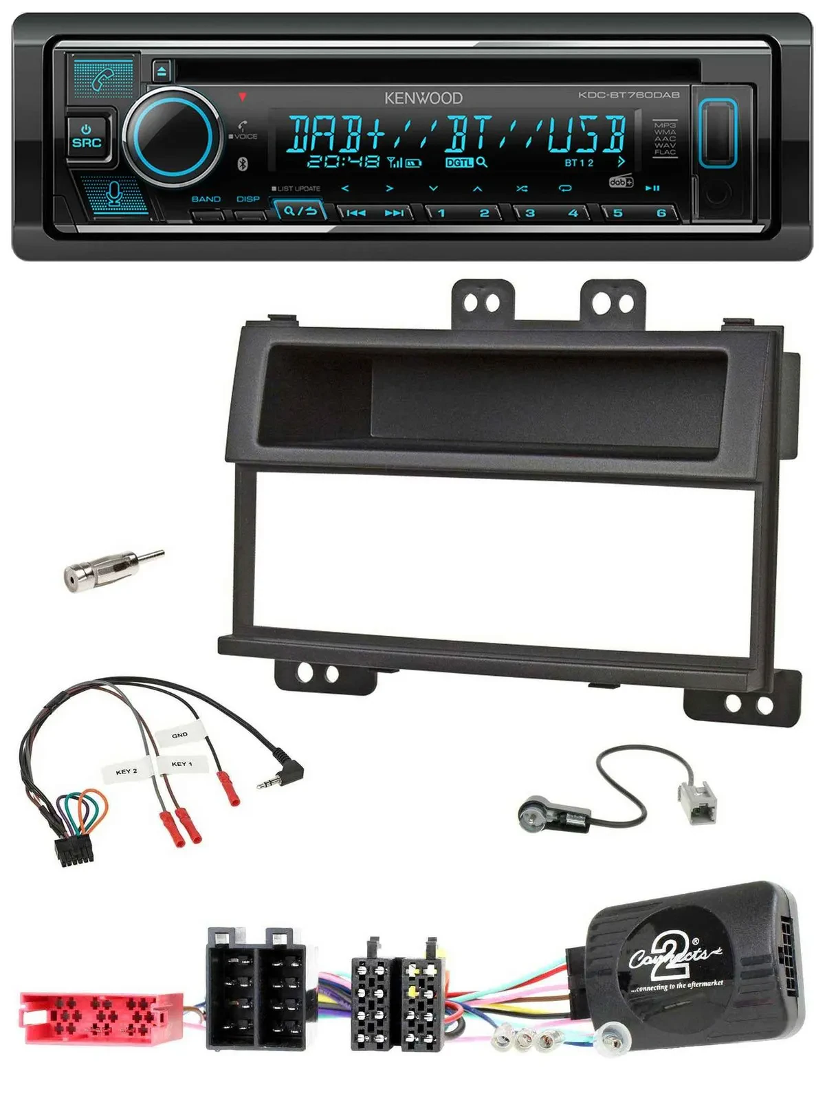 Автомагнитола Kenwood Bluetooth DAB USB CD для Hyundai i20 (2009–2011) ISO черная