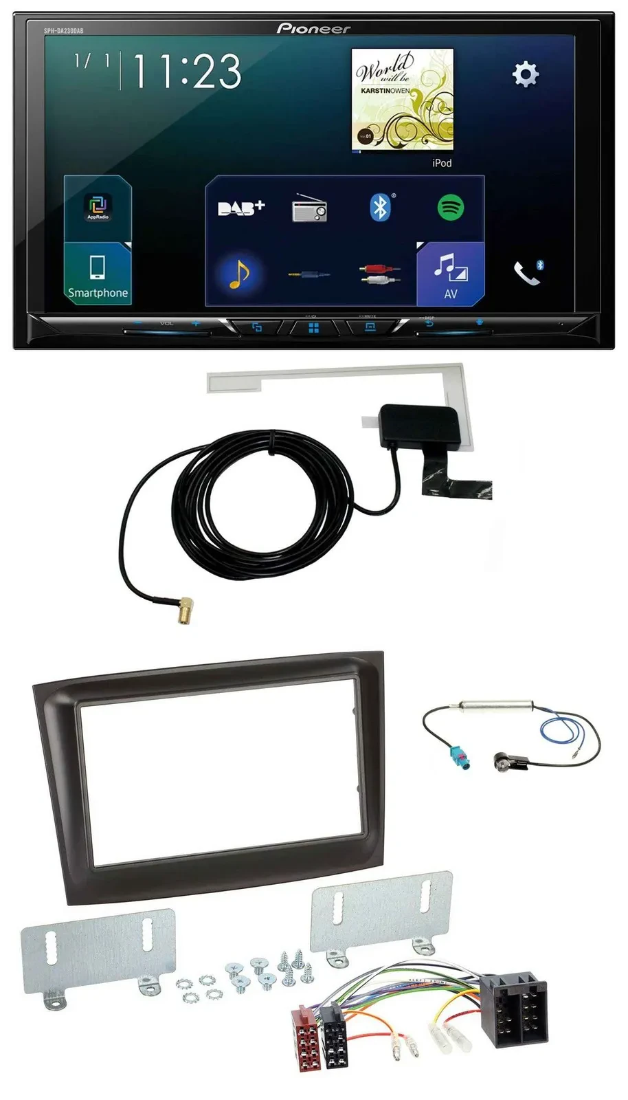 Автомагнитола для Fiat Doblo (с 2015) Pioneer 2DIN DAB, USB, MP3, Bluetooth черная