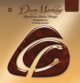 Комплект струн для 12-струнной акустической гитары Dean Markley DM2206 Vintage Bronze, 12-54