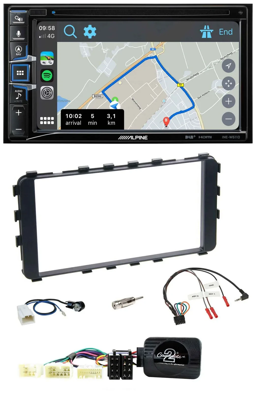 Alpine DAB TMC Bluetooth 2DIN USB Lenkrad Navigation für Toyota Yaris 06-11 OEM-