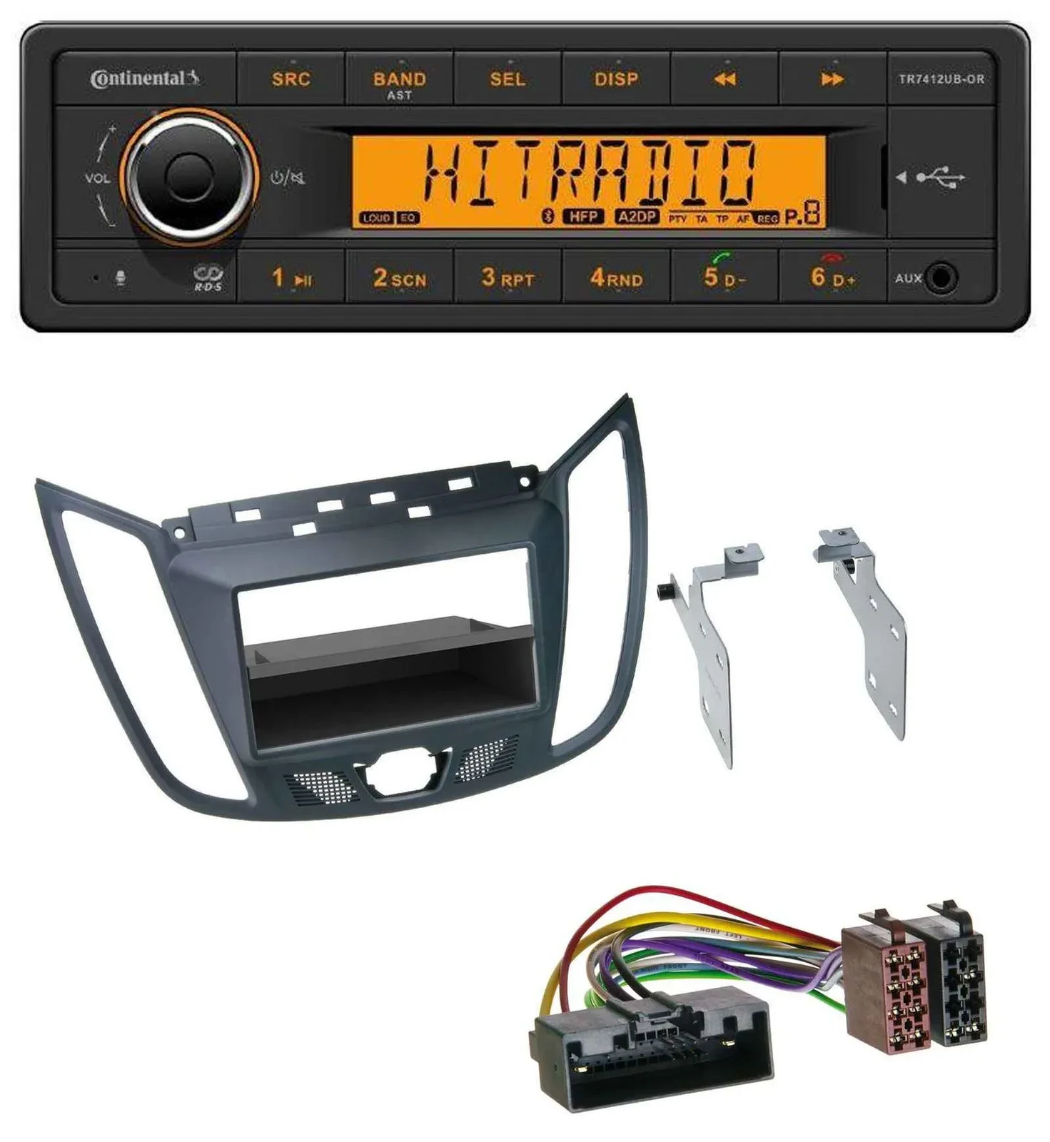 Continental MP3 Bluetooth AUX USB Autoradio für Ford C-Max / Kuga - dunkelgrau