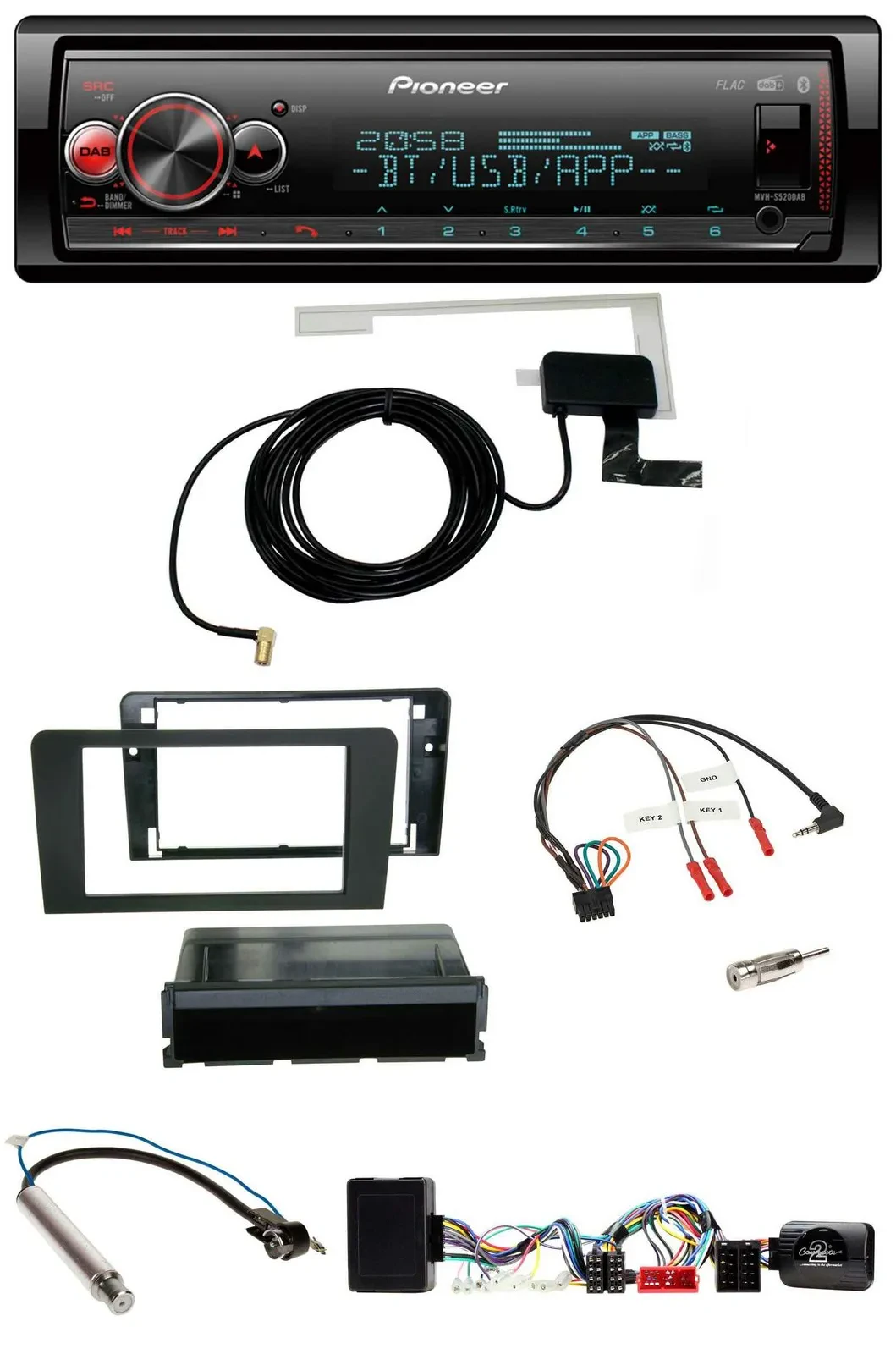 Автомагнитола для Audi A3 Pioneer Bluetooth, DAB, USB, поддержка кнопок на руле (ISO)