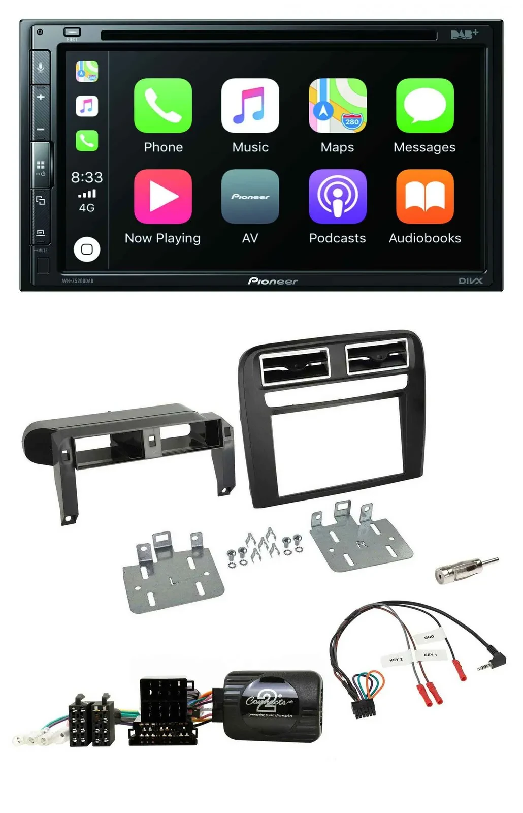 Pioneer DVD 2DIN Lenkrad DAB Bluetooth USB Autoradio für Fiat Grande Punto 06-09