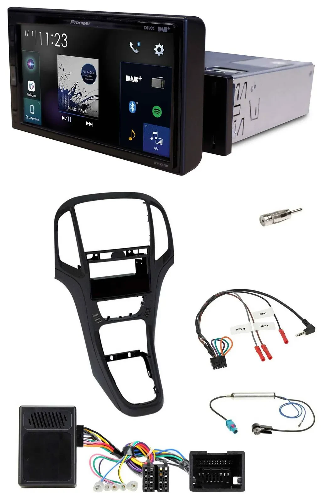 Pioneer DAB Lenkrad Bluetooth USB Autoradio für Opel Astra J 2009-2016 Perl schw