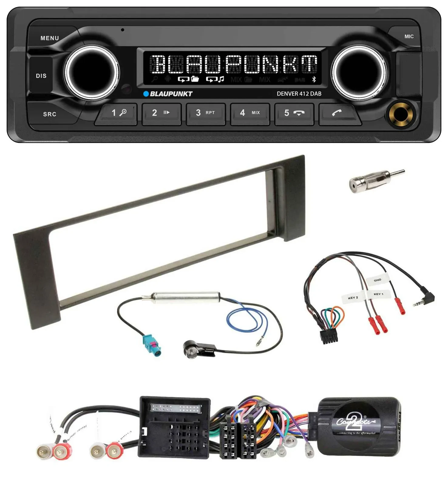 Blaupunkt Bluetooth DAB Lenkrad USB Autoradio für Audi A4 00-04 B6 Quadlock Fakr