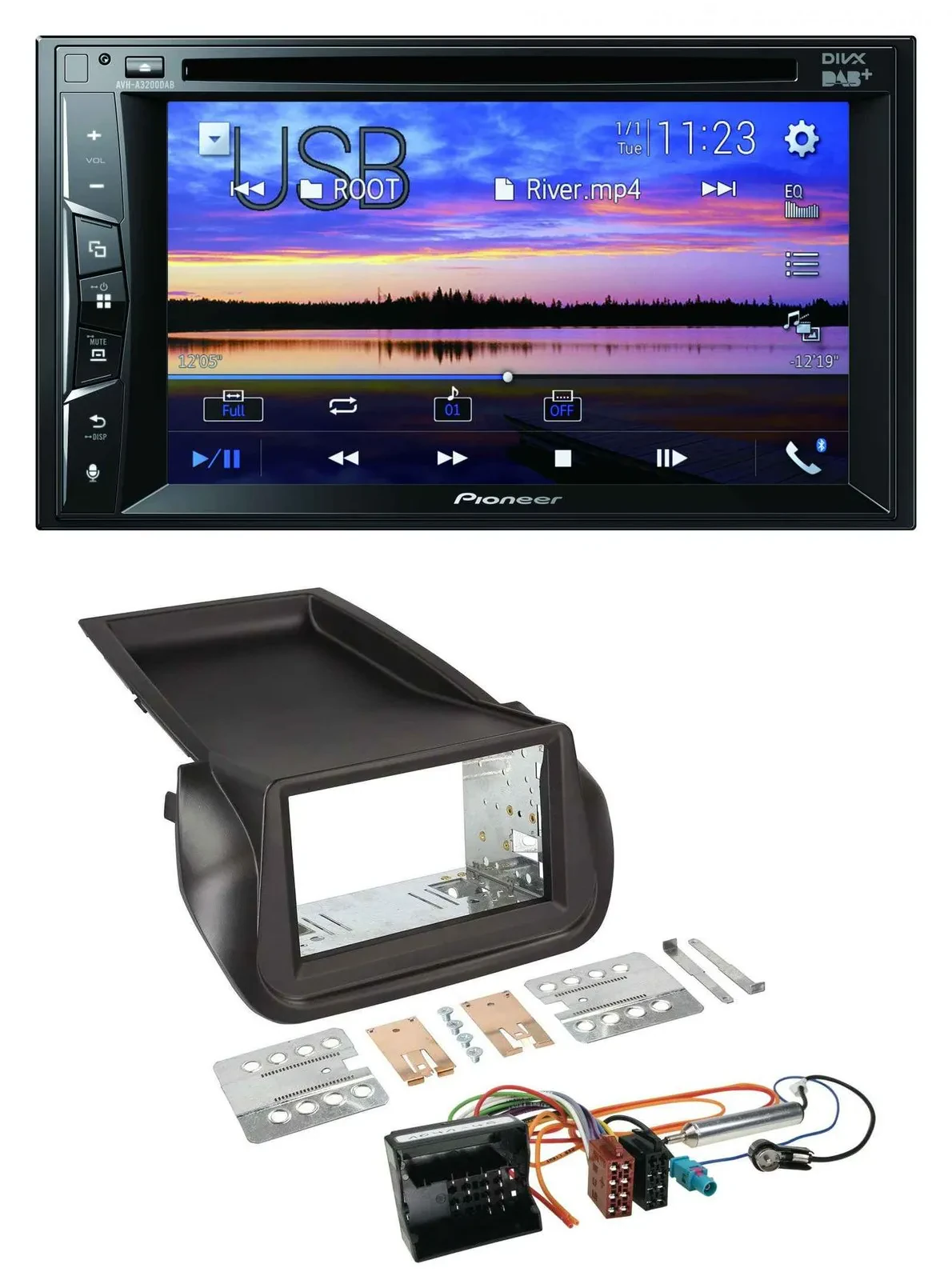 Автомагнитола Pioneer 2DIN Bluetooth USB DVD DAB MP3 для Citroen Nemo, Peugeot Bipper