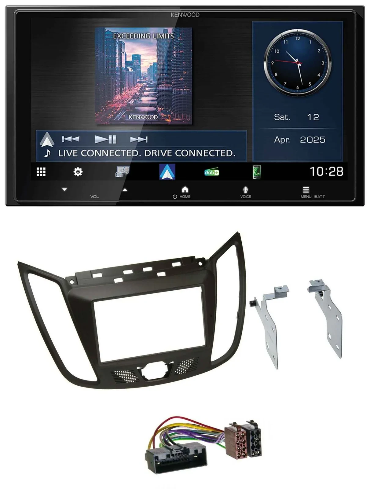 Kenwood Bluetooth 2DIN USB DAB MP3 Autoradio für Ford C-Max (ab 10) braun