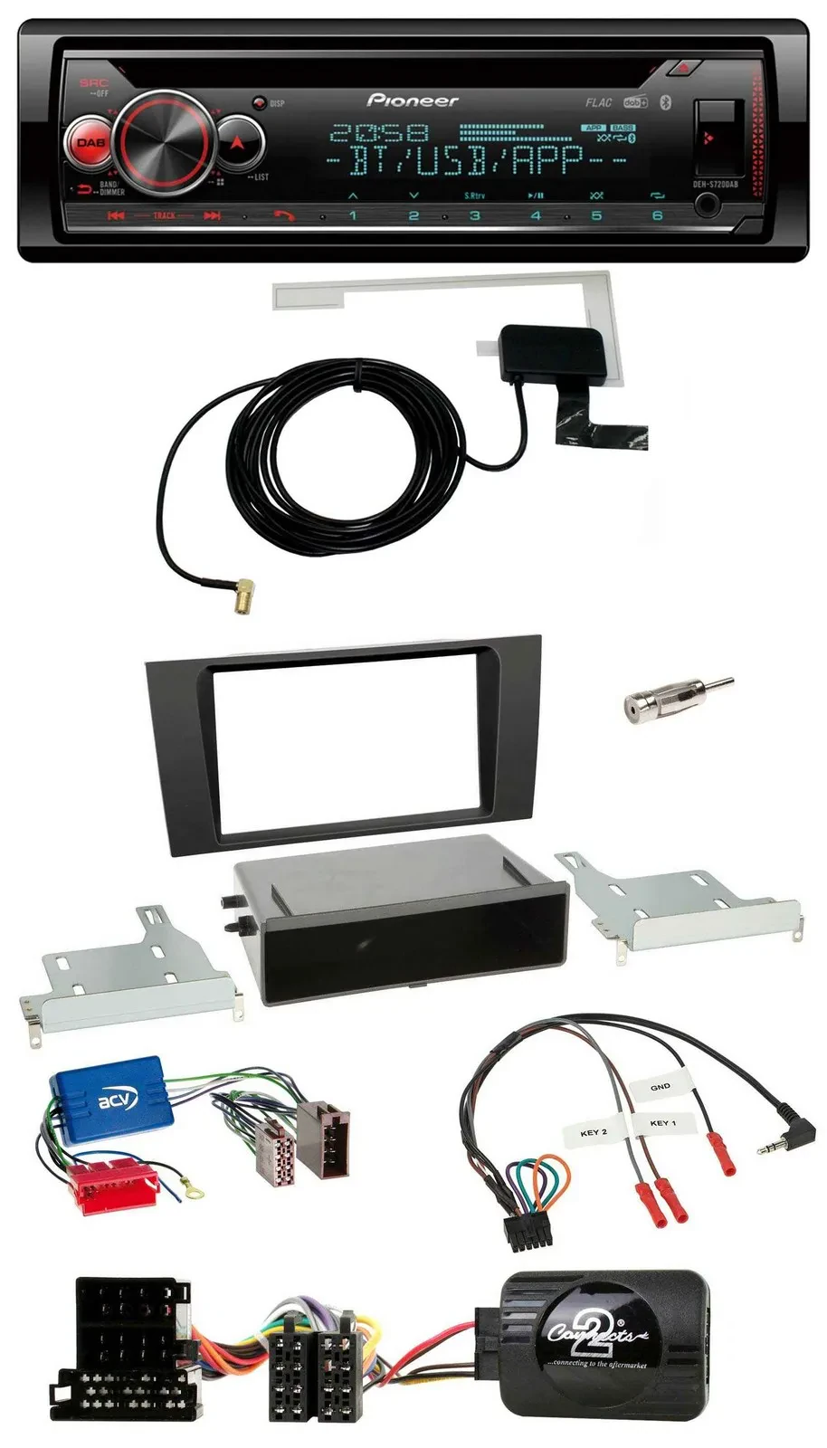 Pioneer DAB CD Lenkrad USB Bluetooth Autoradio für Audi A4 B5 1999-2001 Aktivsys