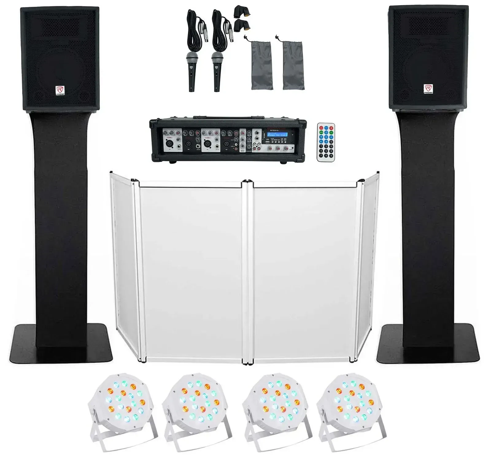 Пассивная акустическая система Rockville RPG2X10 Black с усилителем и аксессуарами (пара)