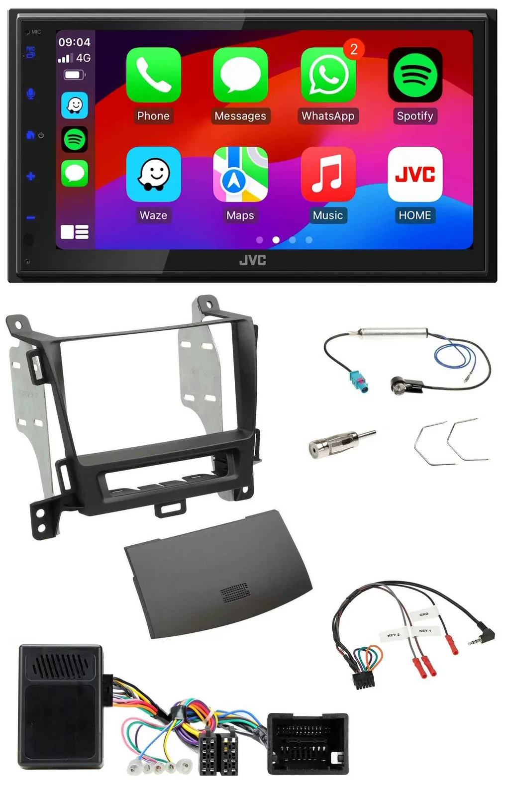 JVC Bluetooth 2DIN Lenkrad DAB USB Autoradio für Opel Zafira ab 13 jet black