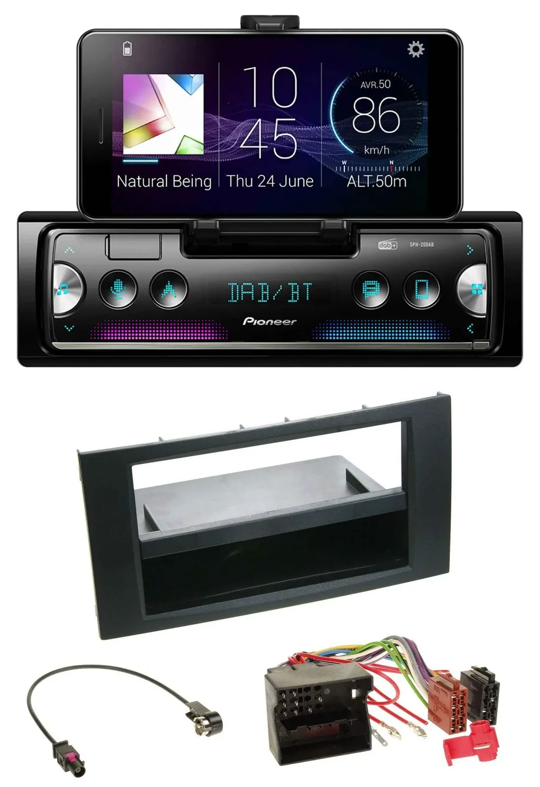 Автомагнитола Pioneer USB, MP3, Bluetooth, DAB, для Ford Focus/Fiesta (2004–2008), черная