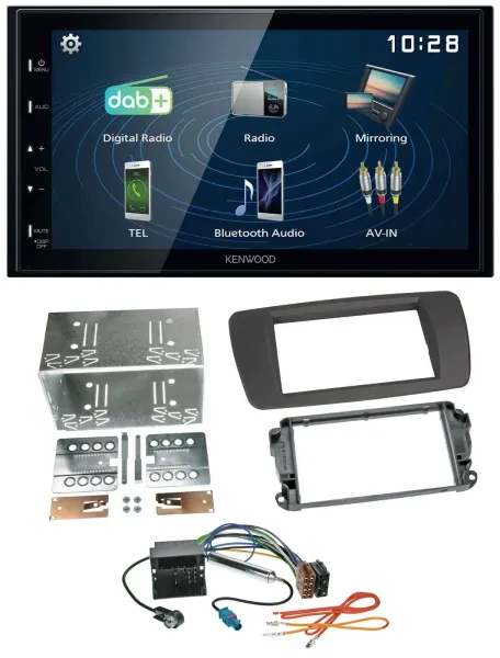 Kenwood 2DIN Bluetooth MP3 USB DAB Autoradio für Seat Ibiza ab 08 tuam-grey