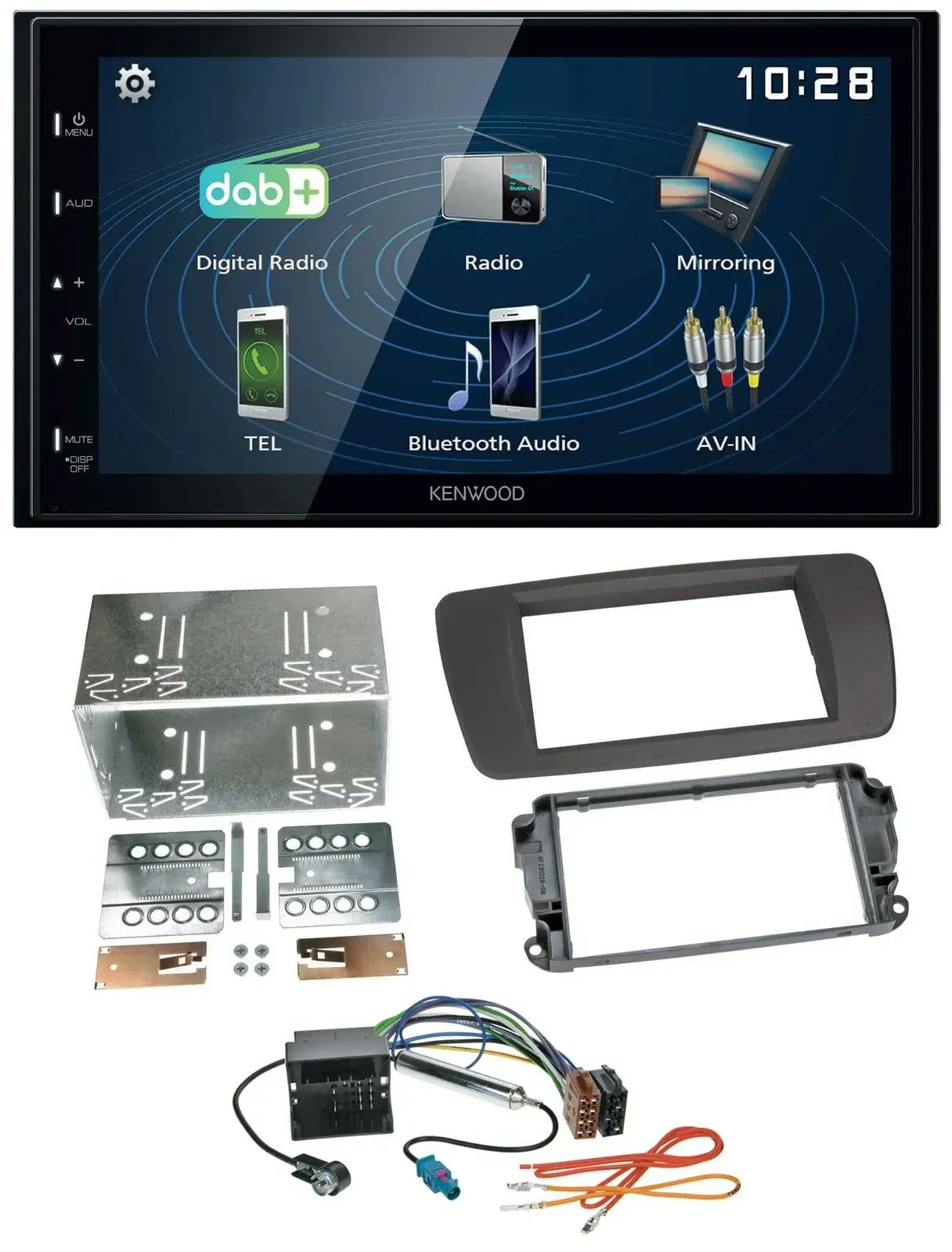 Автомагнитола для Seat Ibiza (с 2008) Kenwood 2DIN Bluetooth USB DAB серый