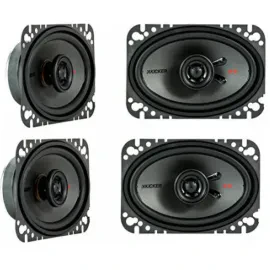 (4) Kicker 44KSC4604 150W Peak 4x6" KS Series 2-Way Coaxial Speakers