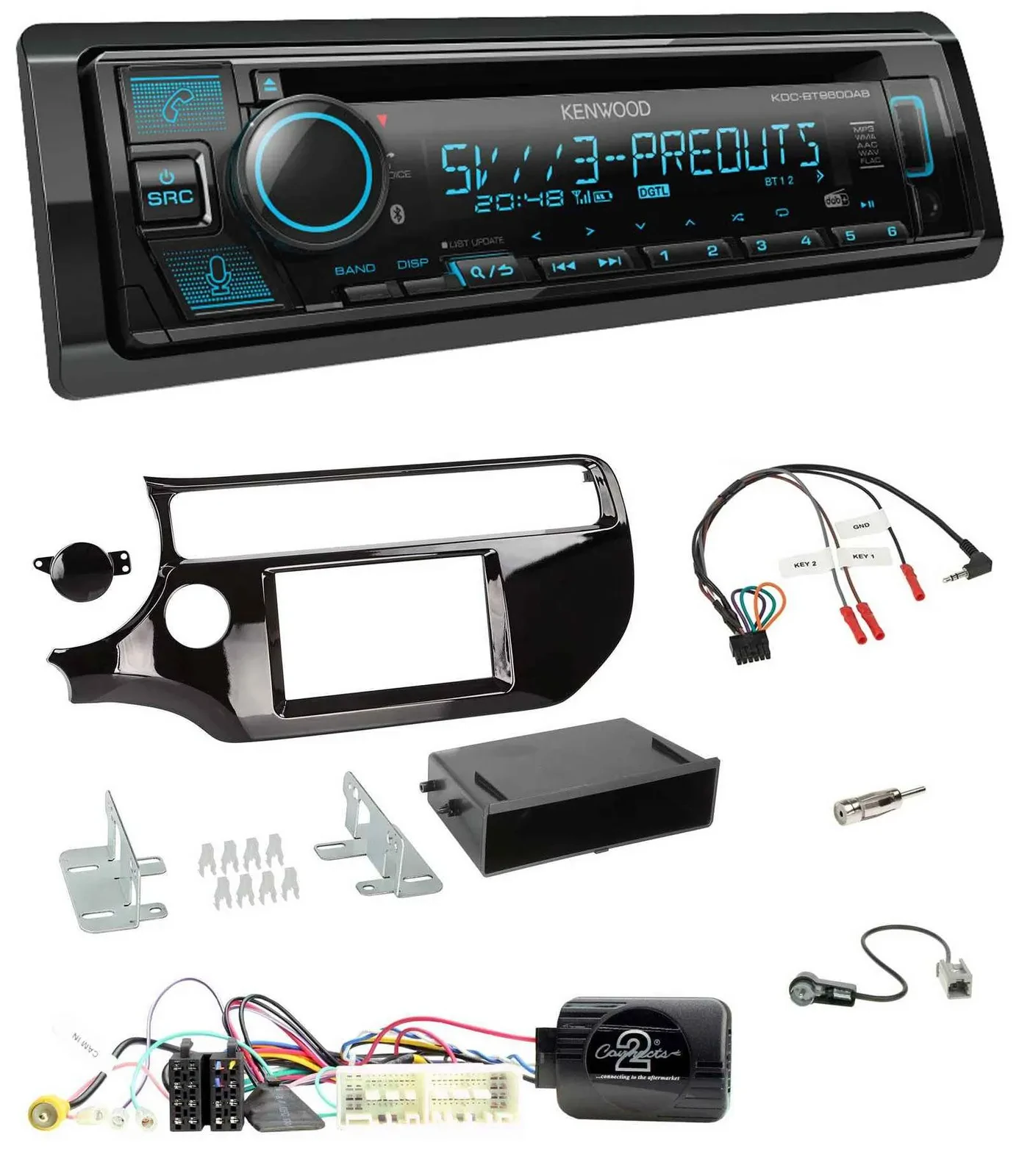 Kenwood Bluetooth USB CD Lenkrad DAB Autoradio für Kia Rio UB Facelift 2017-2023