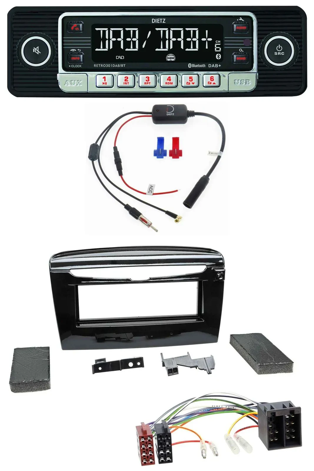 Dietz MP3 DAB Bluetooth USB Autoradio für Lancia Y ab 12 schwarz glänzend