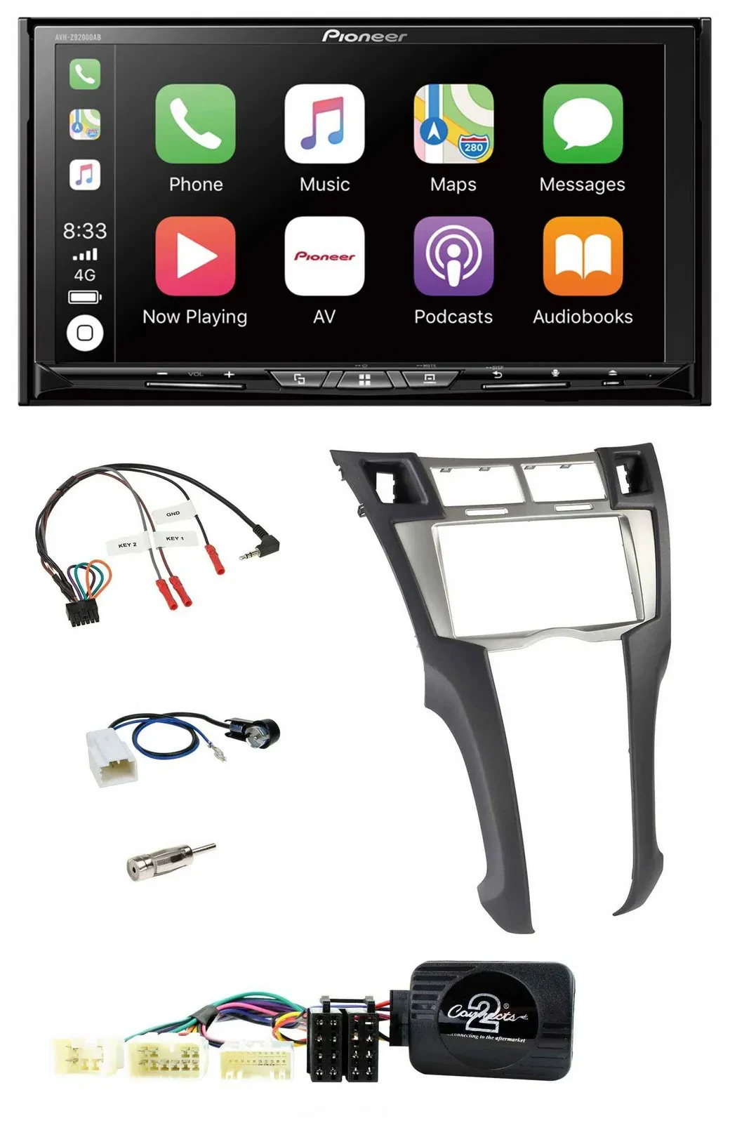 Автомагнитола Pioneer 2DIN USB DAB DVD Bluetooth для Toyota Yaris 2006–2011 с управлением на руле
