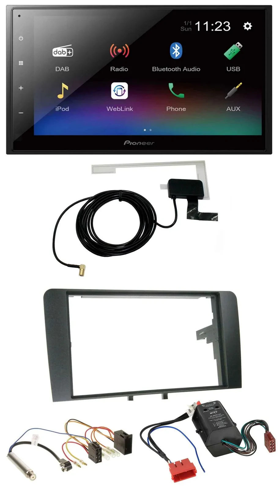 Pioneer DAB MP3 Bluetooth 2DIN USB Autoradio für Audi A3 03-06 8P Bose Aktivsyst