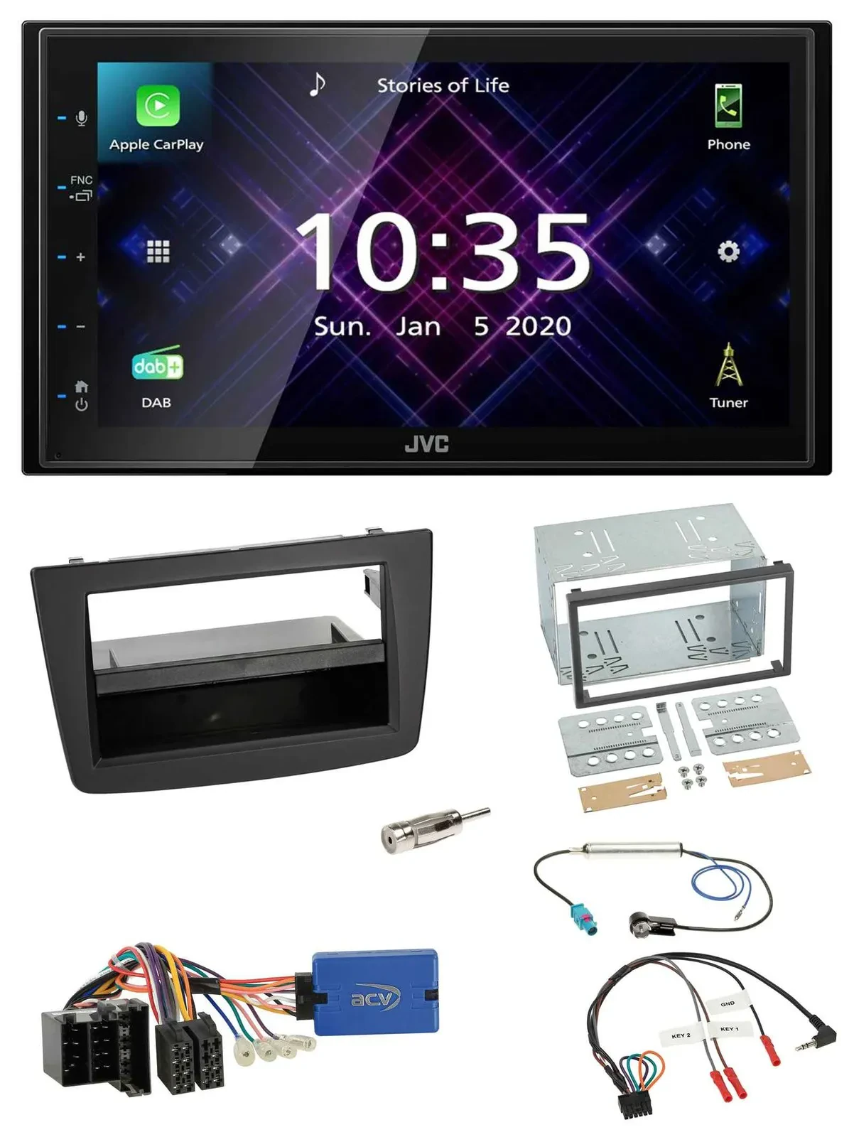JVC DAB 2DIN Lenkrad Bluetooth USB Autoradio für Alfa Romeo Mito ISO 955 13-18 s