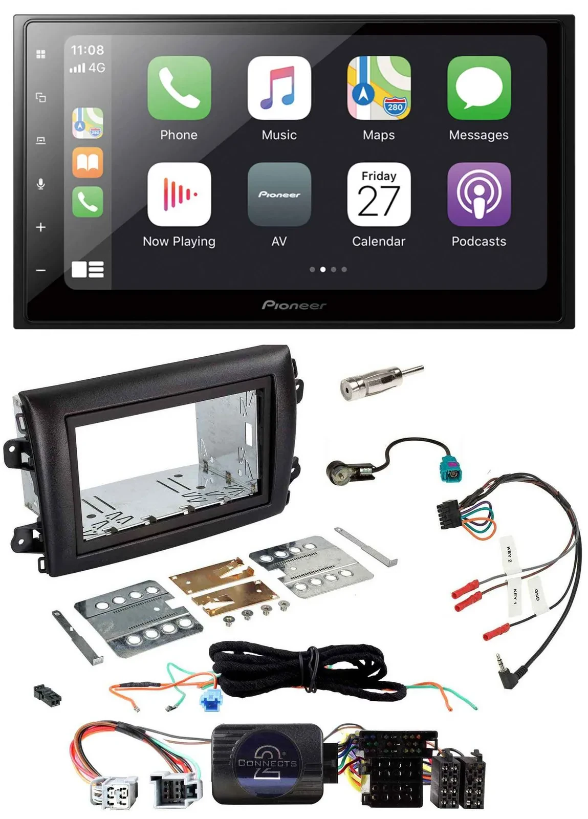 Pioneer Lenkrad Bluetooth DAB 2DIN USB Autoradio für Fiat Ducato Serie 8 ab 2021